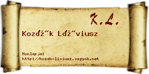 Kozák Líviusz névjegykártya