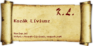 Kozák Líviusz névjegykártya
